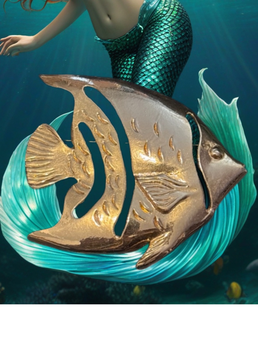 Modernist Gold-tone Angel Fish Pin Brooch